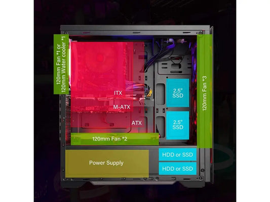 Golden Field 1099B ATX Case with 4x12cm RGB fan